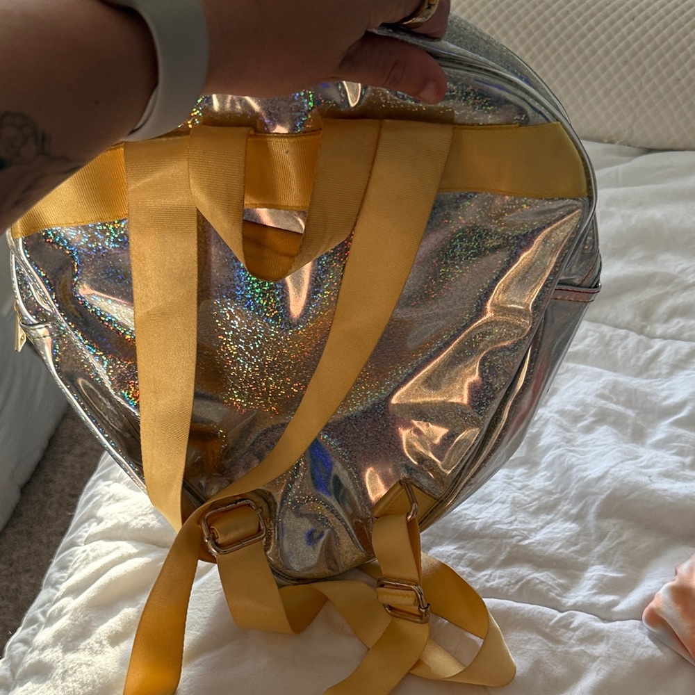 Holographic Silver Alien Face Backpack - image 5